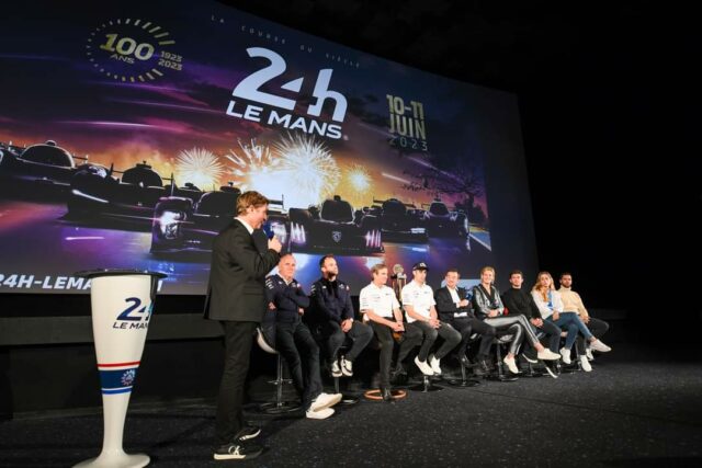 Les pilotes se livrent aux questions/réponses de Bruno Vandestick après le film officiel des 24 Heures du Mans 2022 au Méga CGR 