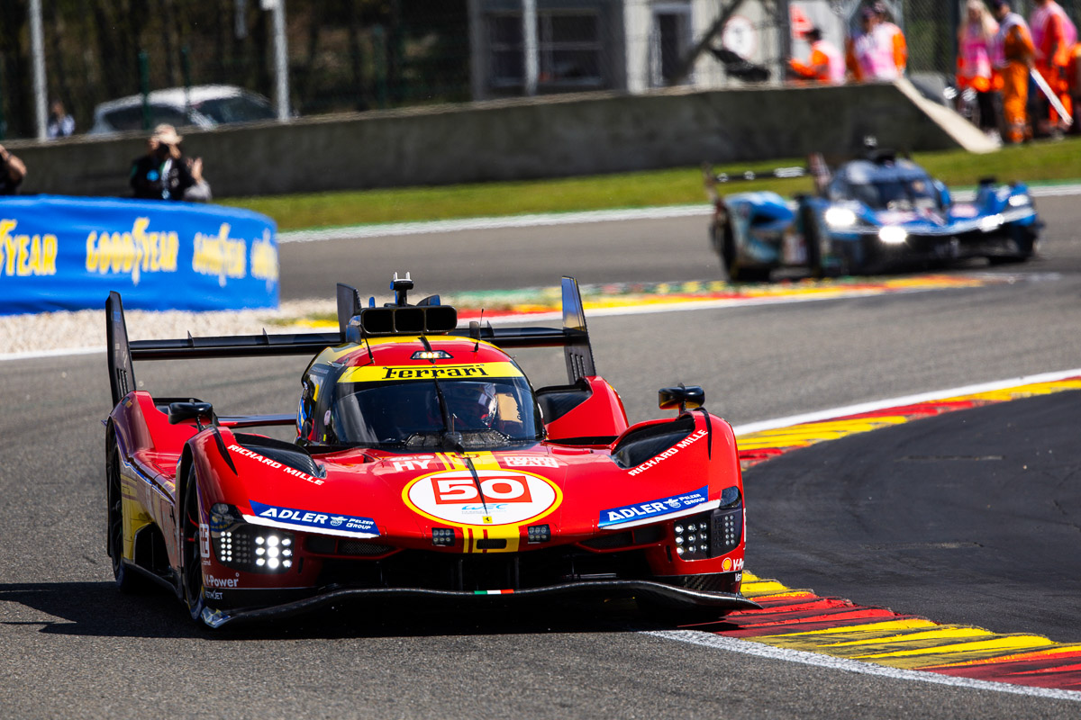 50 FUOCO Antonio (ita), MOLINA Miguel (spa), NIELSEN Nicklas (dnk), Ferrari AF Corse, Ferrari 499P #50, Hypercar, action during the 2024 TotalEnergies 6 Hours of Spa-Francorchamps, 3rd round of the 2024 FIA World Endurance Championship, from May 8 to 11, 2024 on the Circuit de Spa-Francorchamps in Stavelot, Belgium - Photo Julien Delfosse / DPPI