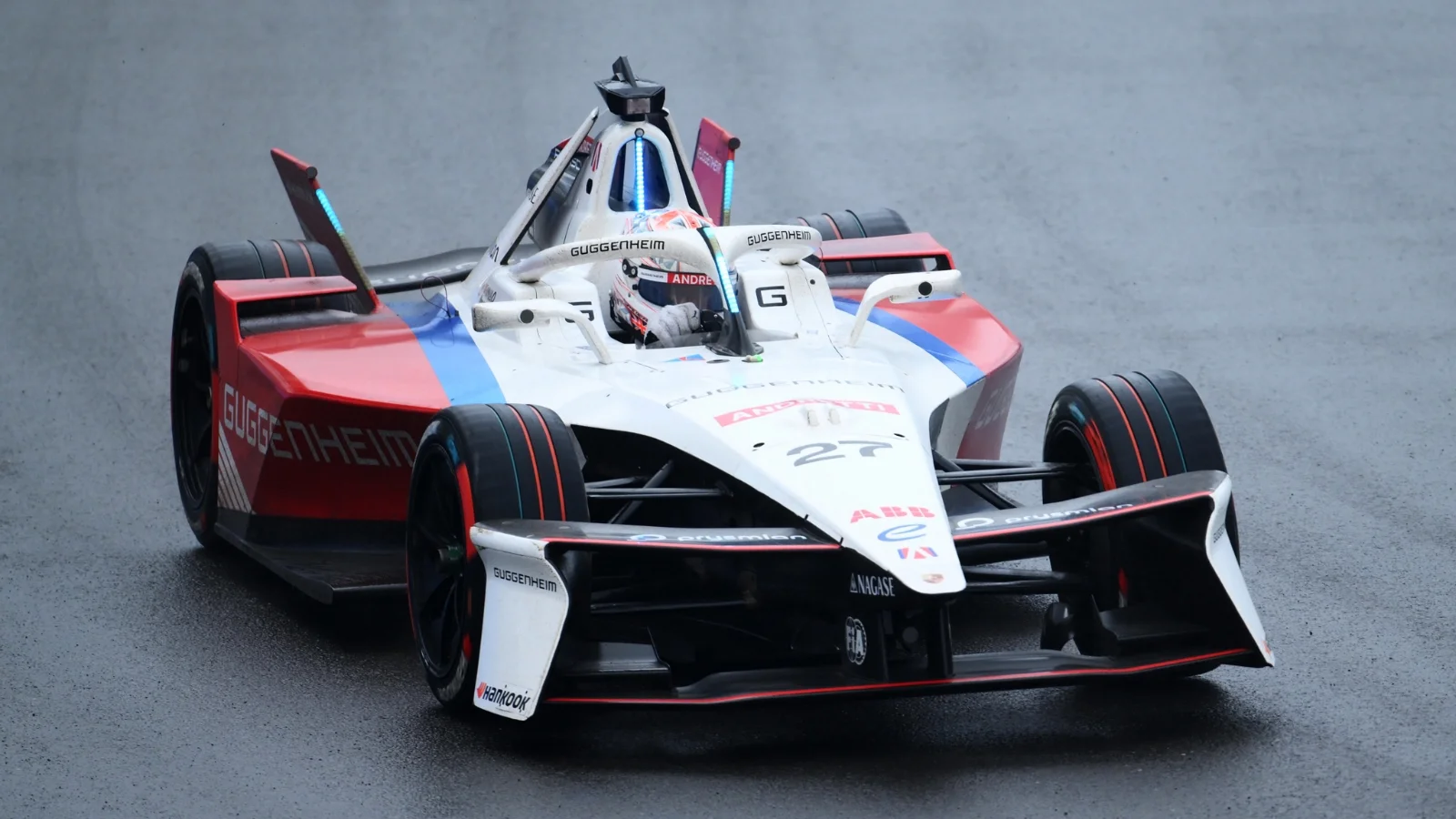 Jake Dennis of Great Britain driving the (27) Andretti Formula E Porsche 99X Electric Gen3 on track during practice, ahead of the Jakarta E-Prix, Round 12 of the 2025 FIA Formula E World Championship at Jakarta International e-Prix Circuit on June 21, 2025 in Jakarta, Indonesia