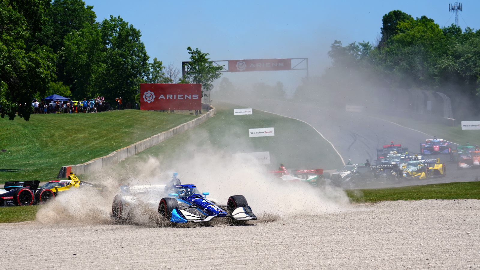 Malukas spun into the gravel on the first lap, but recovered nicely. Photo: Kevin Dejewski