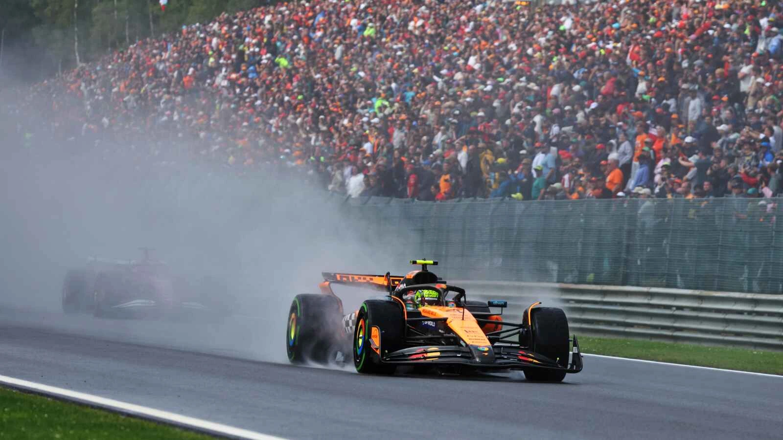 Lando Norris was denied a third straight victory in 2025 by team-mate Oscar Piastri at Spa