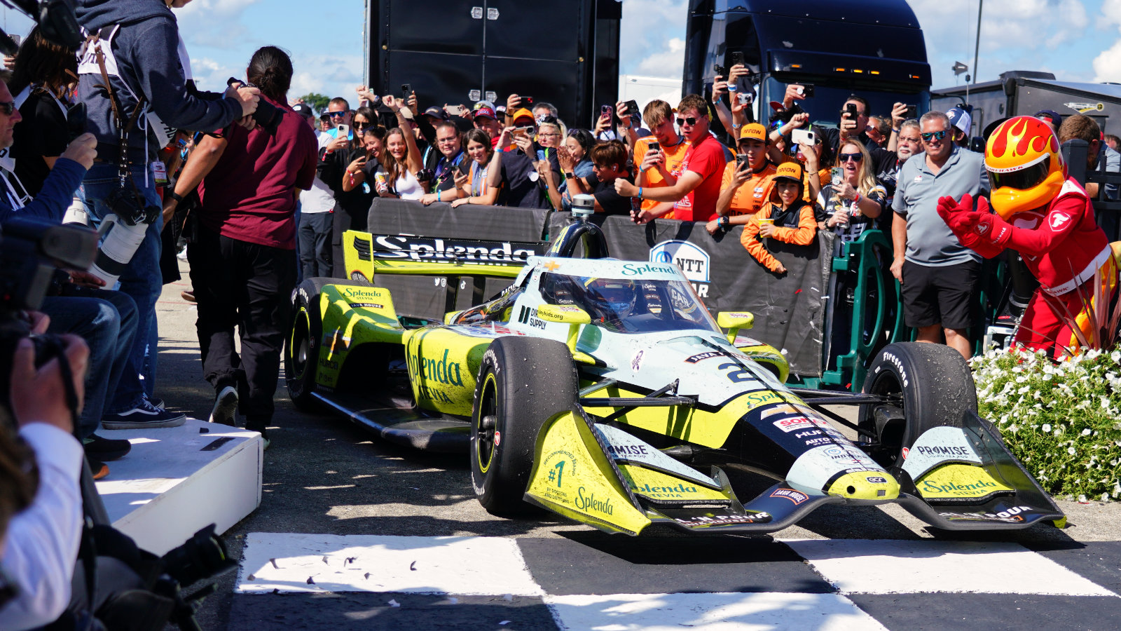 Rasmussen rolls into victory lane after taking the win in Milwaukee. Photo: Kevin Dejewski