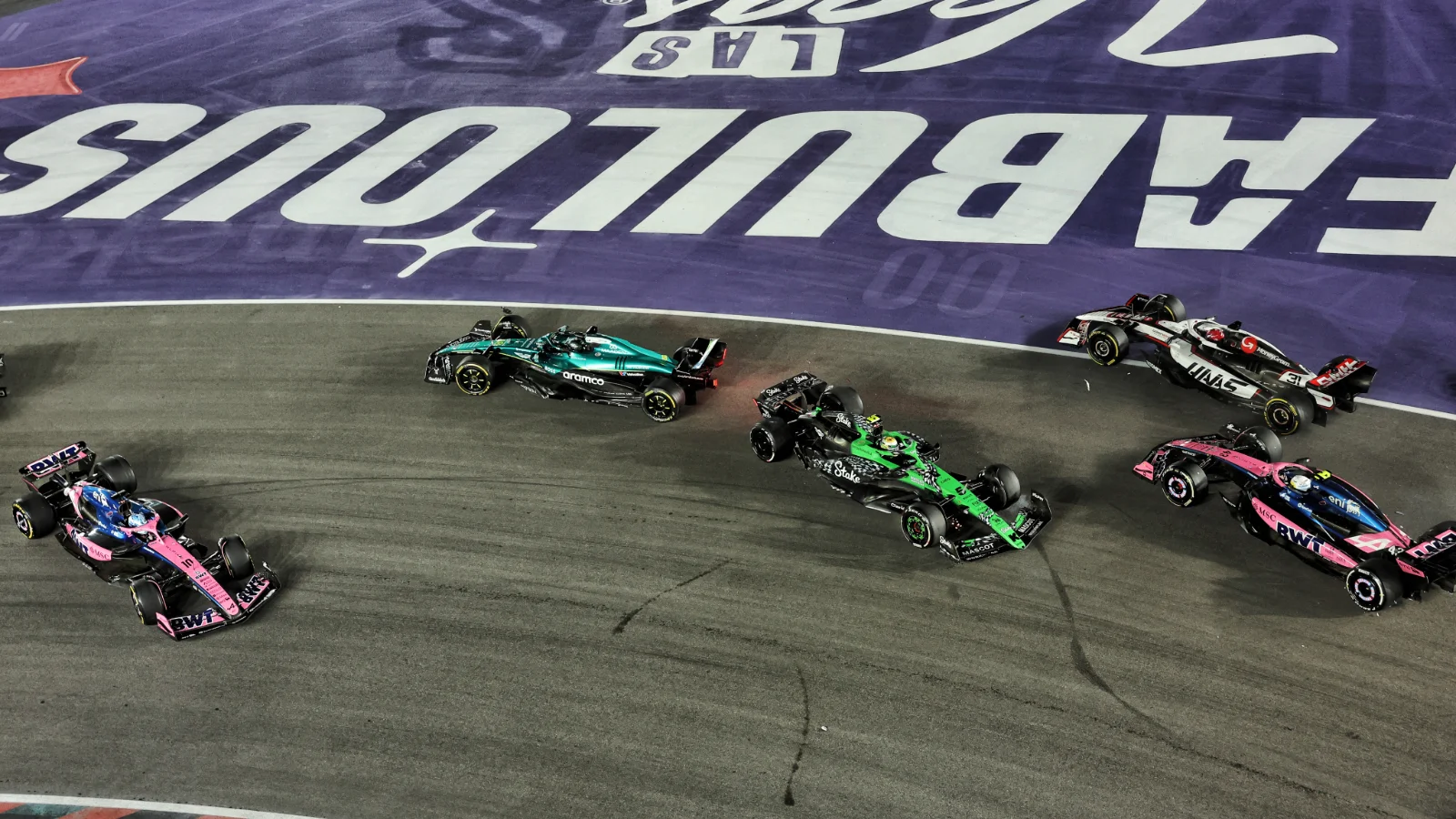 Pierre Gasly was caught up in the chaos at the start of the Las Vegas GP