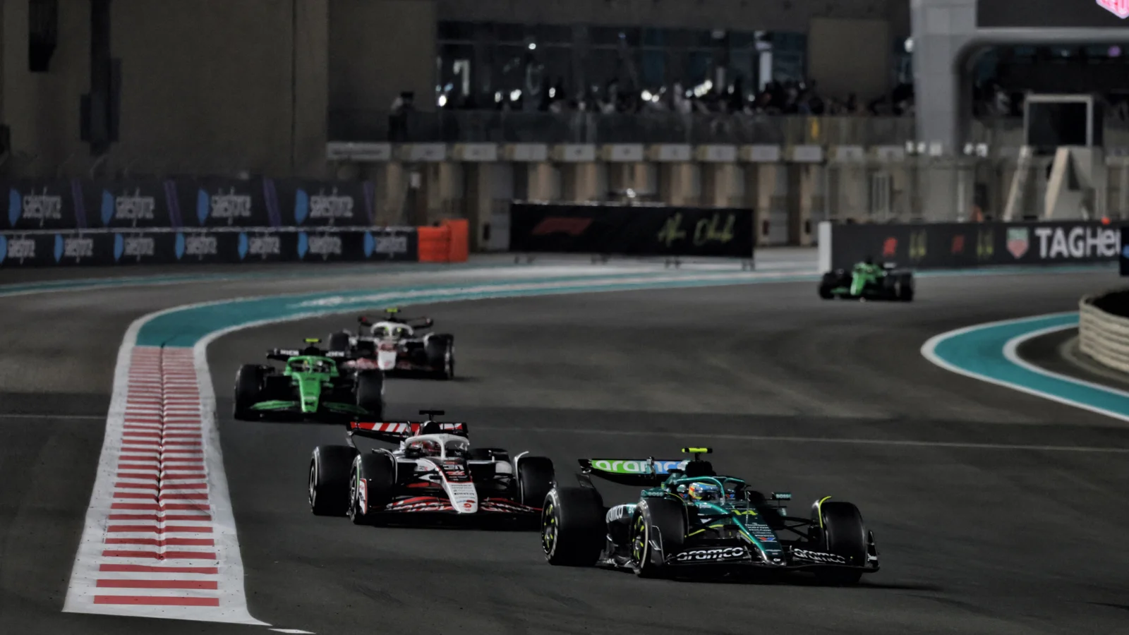 Fernando Alonso held off the advances of Esteban Ocon to to finish sixth in the Abu Dhabi GP