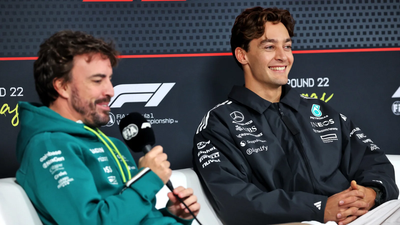 George Russell might expect to see Fernando Alonso alongside him on track, as well as off it, this year