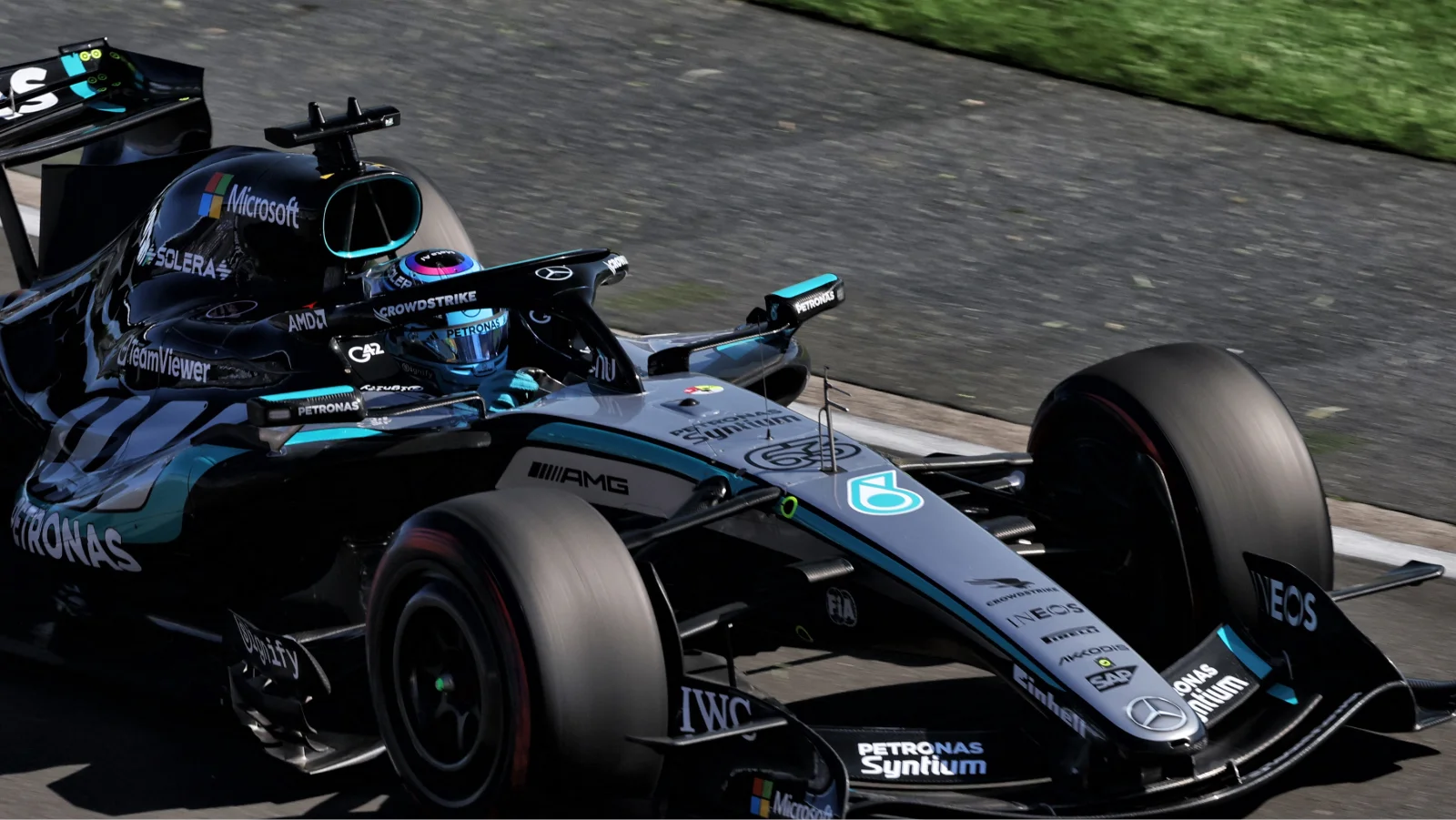 George Russell was reprimanded for a collision in the pit lane