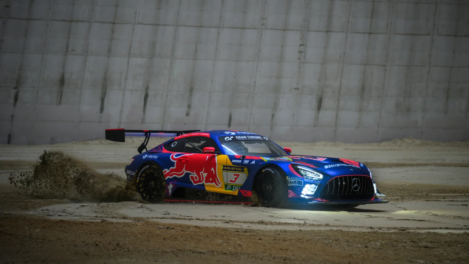 Max Verstappen will drive this Red Bull-liveried Mercedes