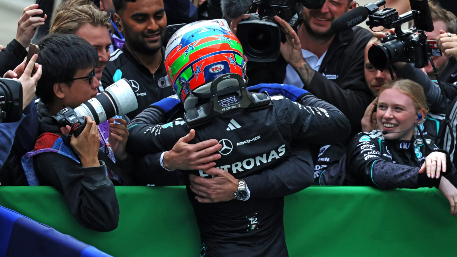 Kimi Antonelli celebrates his maiden F1 win