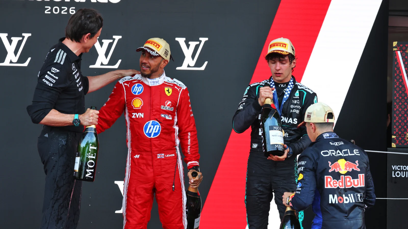 Lewis Hamilton celebrates his Monaco GP podium finish with