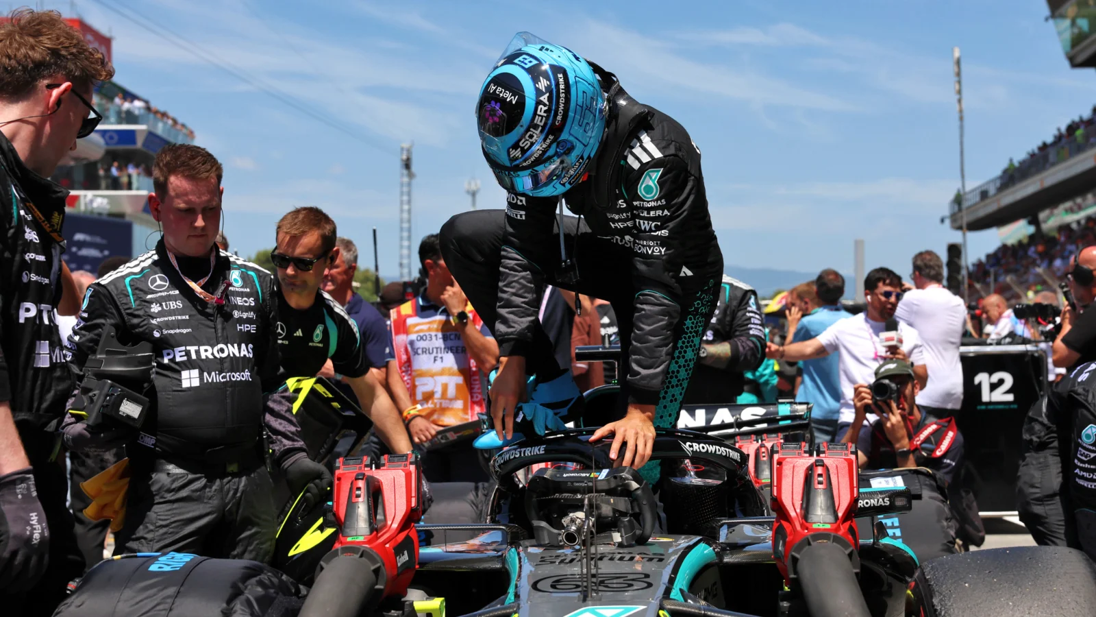 George Russell finished second in the Barcelona-Catalunya GP