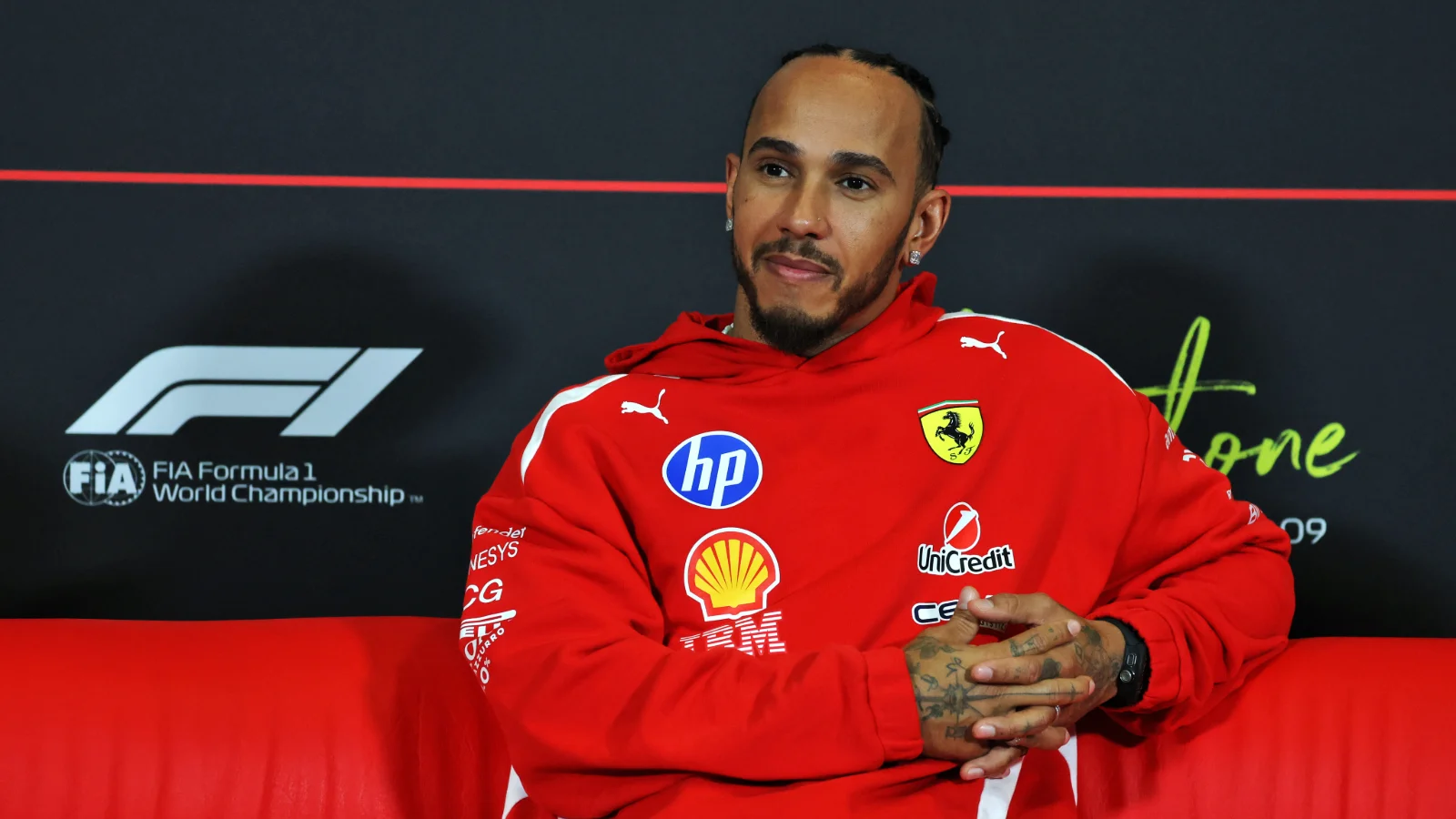 Lewis Hamilton (GBR) Scuderia Ferrari in the FIA Press Conference. 02.07.2026. Formula 1 World Championship, Rd 9, British Grand Prix, Silverstone, England, Preparation Day.