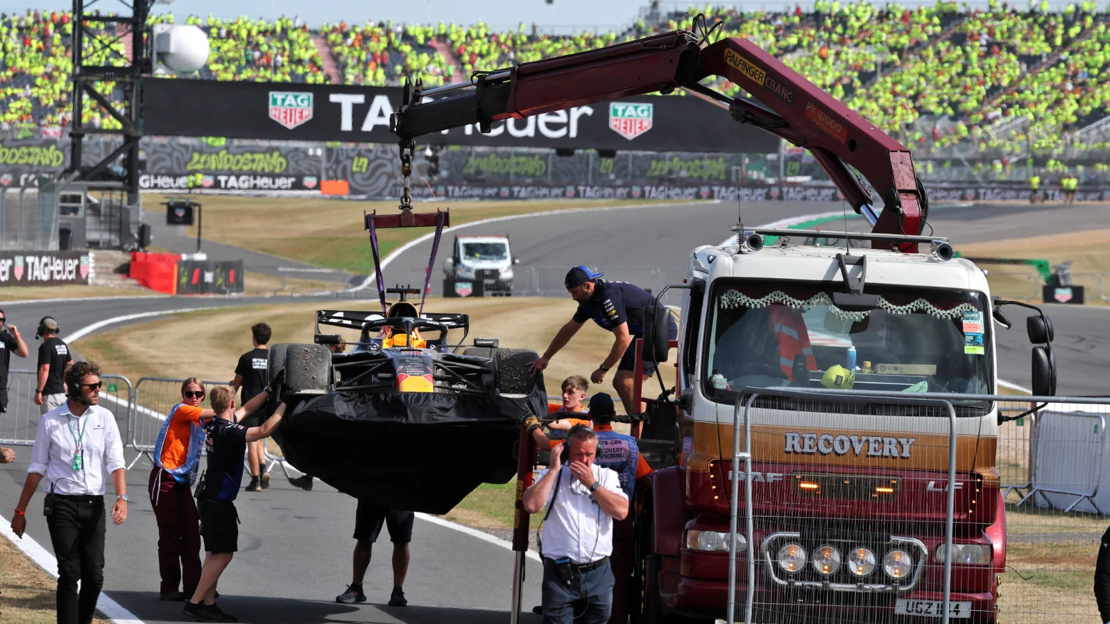 The wreckage of Max Verstappen