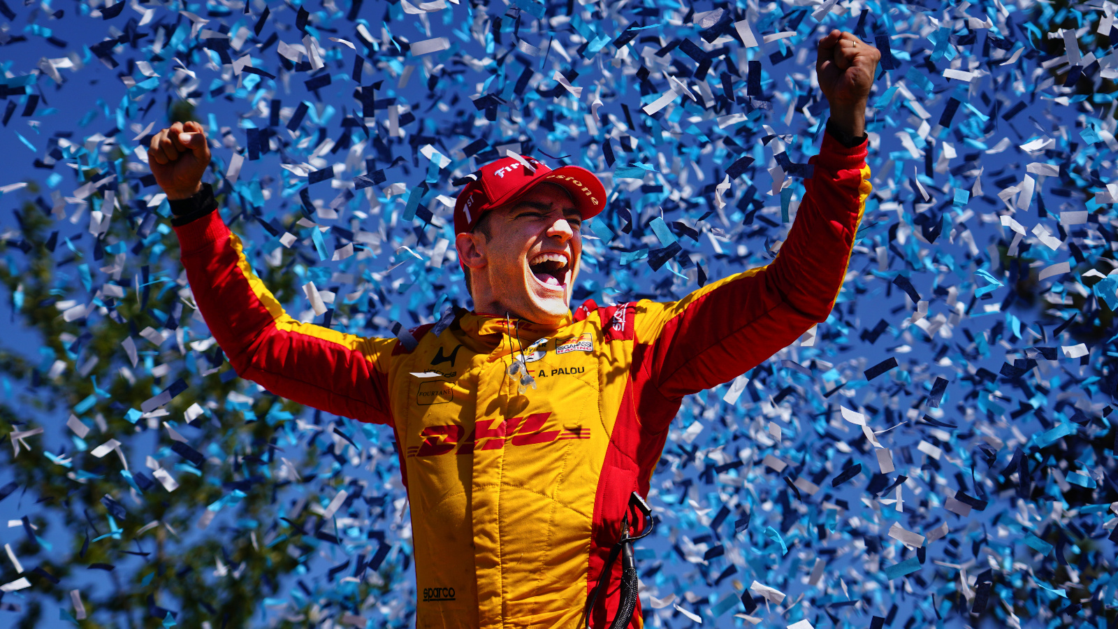 Palou celebrated heartily after his victory. Photo: Kevin Dejewski
