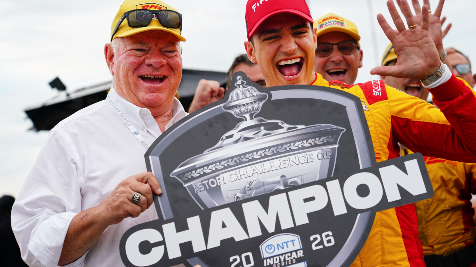 Alex Palou and Chip Ganassi celebrate five championships together. Photo: Kevin Dejewski
