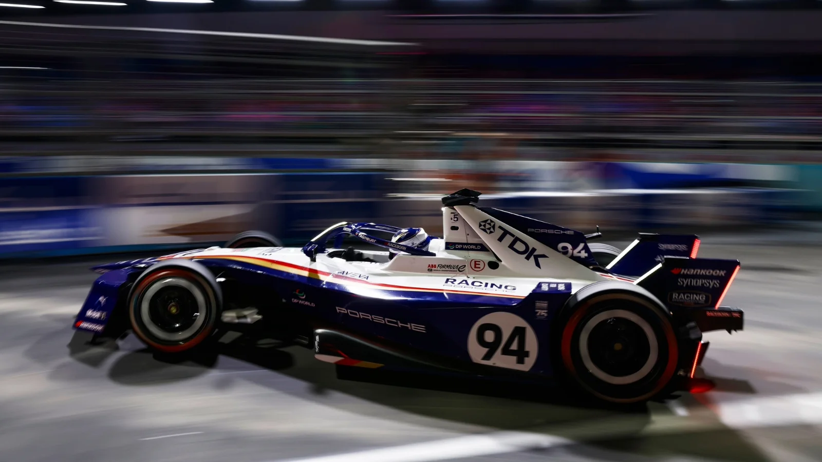 Pascal Wehrlein of Germany driving the (94) Porsche Formula E Team Porsche 99X Electric leaves the garage during qualifying, ahead of the London E-Prix, Round 16 of the 2026 FIA Formula E World Championship at ExCel London on August 15, 2026 in London, England. (Photo by Alastair Staley/LAT Images)