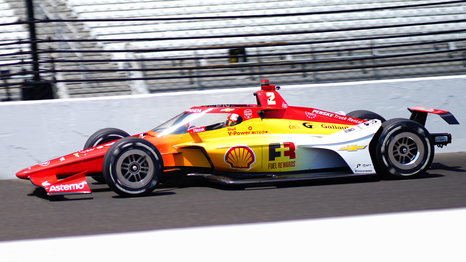 Josef Newgarden running a Shell livery during the 110th Indianapolis 500. Photo: Kevin Dejewski