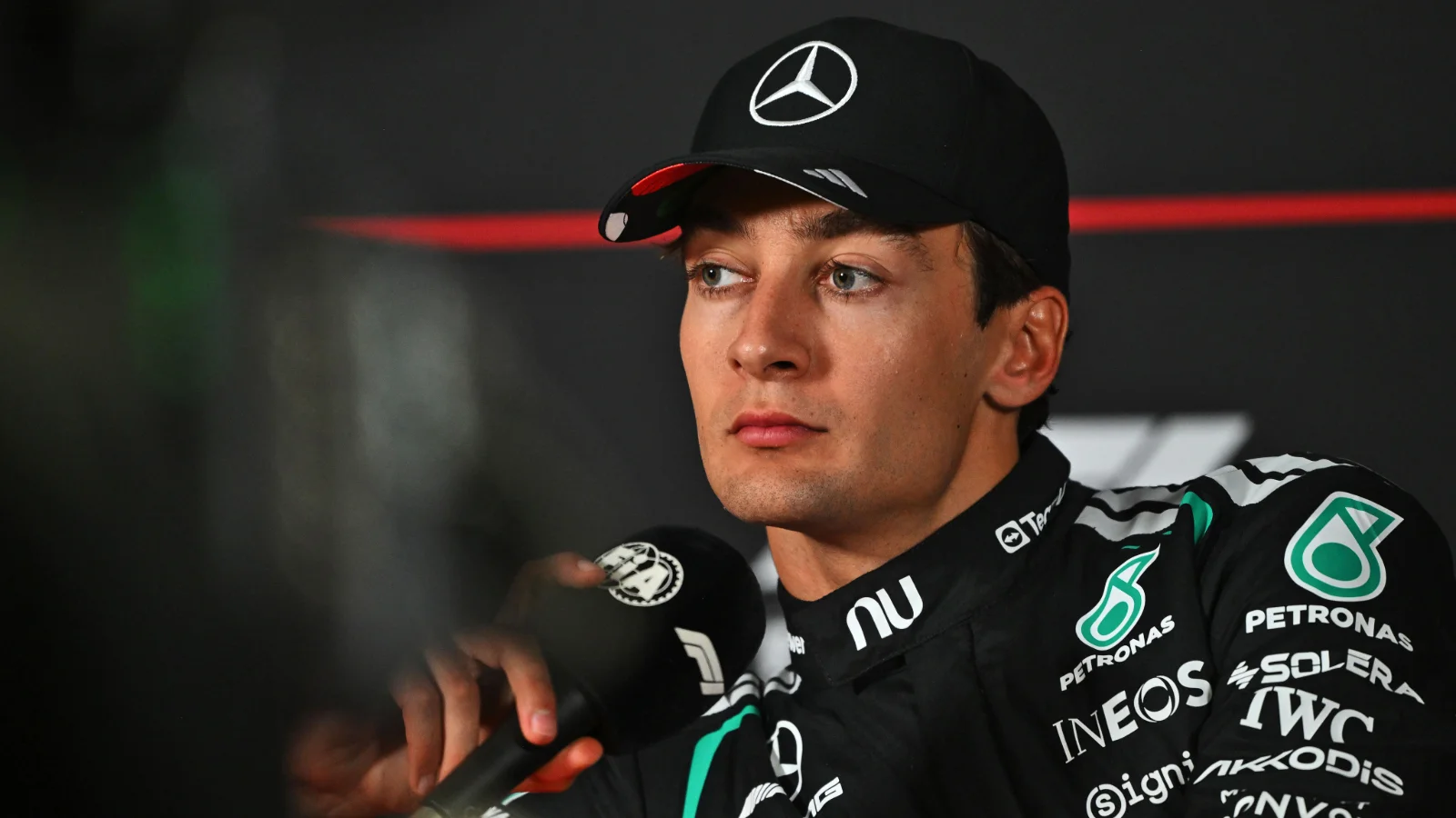George Russell (GBR) Mercedes AMG Formula One Team in the post race FIA Press Conference. 06.09.2026. Formula 1 World Championship, Rd 13, Italian Grand Prix, Monza, Italy, Race Day.