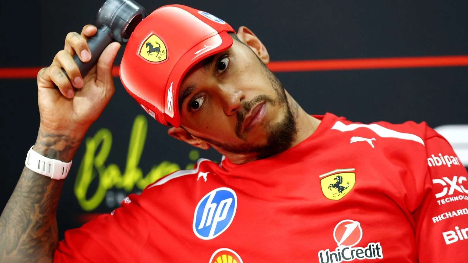 Lewis Hamilton (GBR) Scuderia Ferrari in the FIA Press Conference. 03.10.2026. Formula 1 World Championship, Rd 16, Bahrain Grand Prix, Sepang, Malaysia, Qualifying Day.